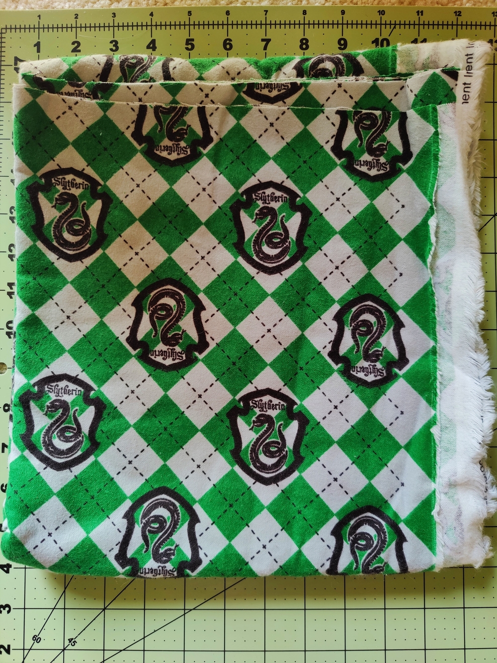 Harry Potter Slytherin Argyle 100% Cotton Flannel by Camelot Fabrics 2 Yds